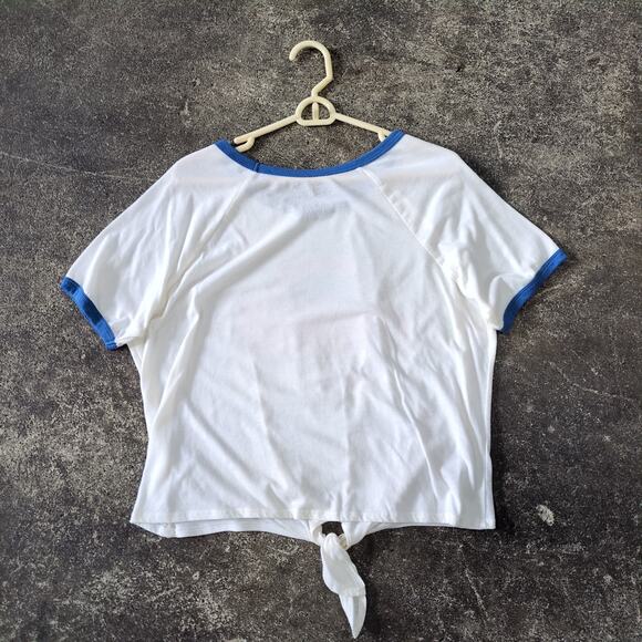 Coca Cola Crop Top Shirt Womens XL White Cropped Retro Y2K Gym Knot Front - Picture 3 of 7